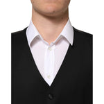Dolce & Gabbana Black Wool Dress Formal Men Waistcoat Vest TSH90803-56