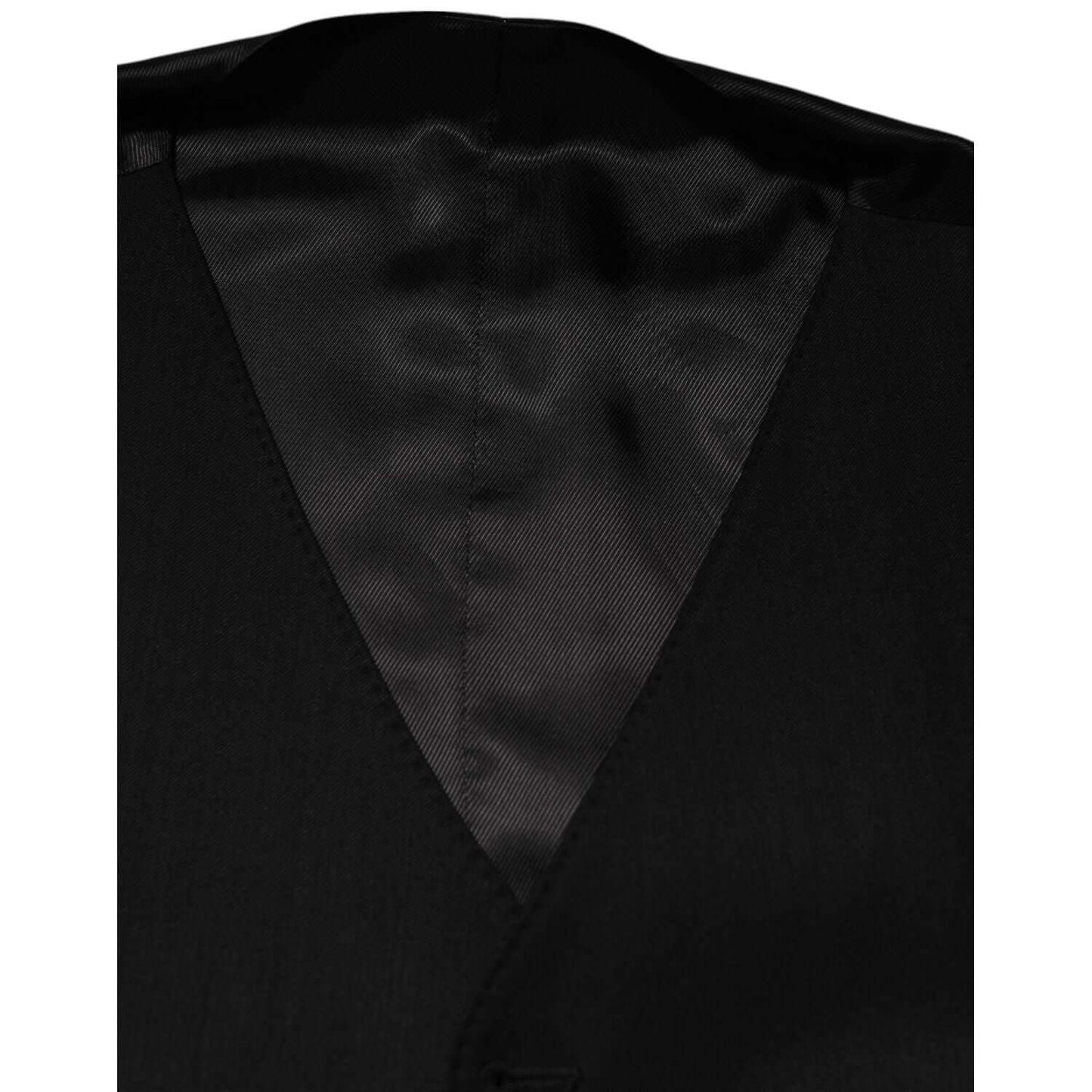 Dolce & Gabbana Black Wool Dress Formal Men Waistcoat Vest TSH90803-56