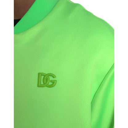 Dolce & Gabbana Neon Green Polyester Long Sleeves Men Bomber Jacket