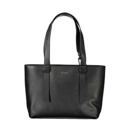 Coccinelle Black Leather Handbag, Malory Bag with two shoulder handles, internal pockets, zip closure, protective feet, logo.