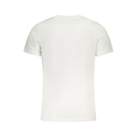 Back view of Tommy Hilfiger White Cotton Men T-Shirt showcasing classic design in regenerative cotton.