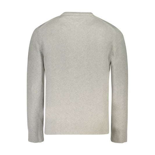 Tommy Hilfiger Gray Cotton Men Sweater back view showcasing classic design and organic cotton material for unrivaled comfort and style.