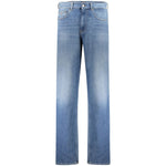 Tommy Hilfiger Blue Cotton Men Jeans with faded effect and embroidered logo, crafted with regenerative cotton for comfort and sustainability
