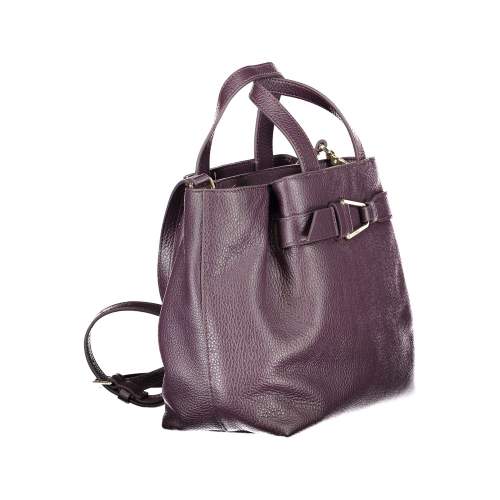 Coccinelle Purple Leather Women Handbag with adjustable strap and twin handles, showcasing elegant design and rich color.