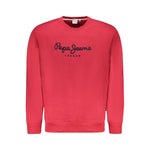 Pepe Jeans Red Cotton Men Sweater with logo, sustainable fabric, long-sleeved, fashion-forward style.