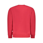 Pepe Jeans Red Cotton Men Sweater showcasing the back view of the sustainable cotton blend, featuring a vibrant red hue and classic design.