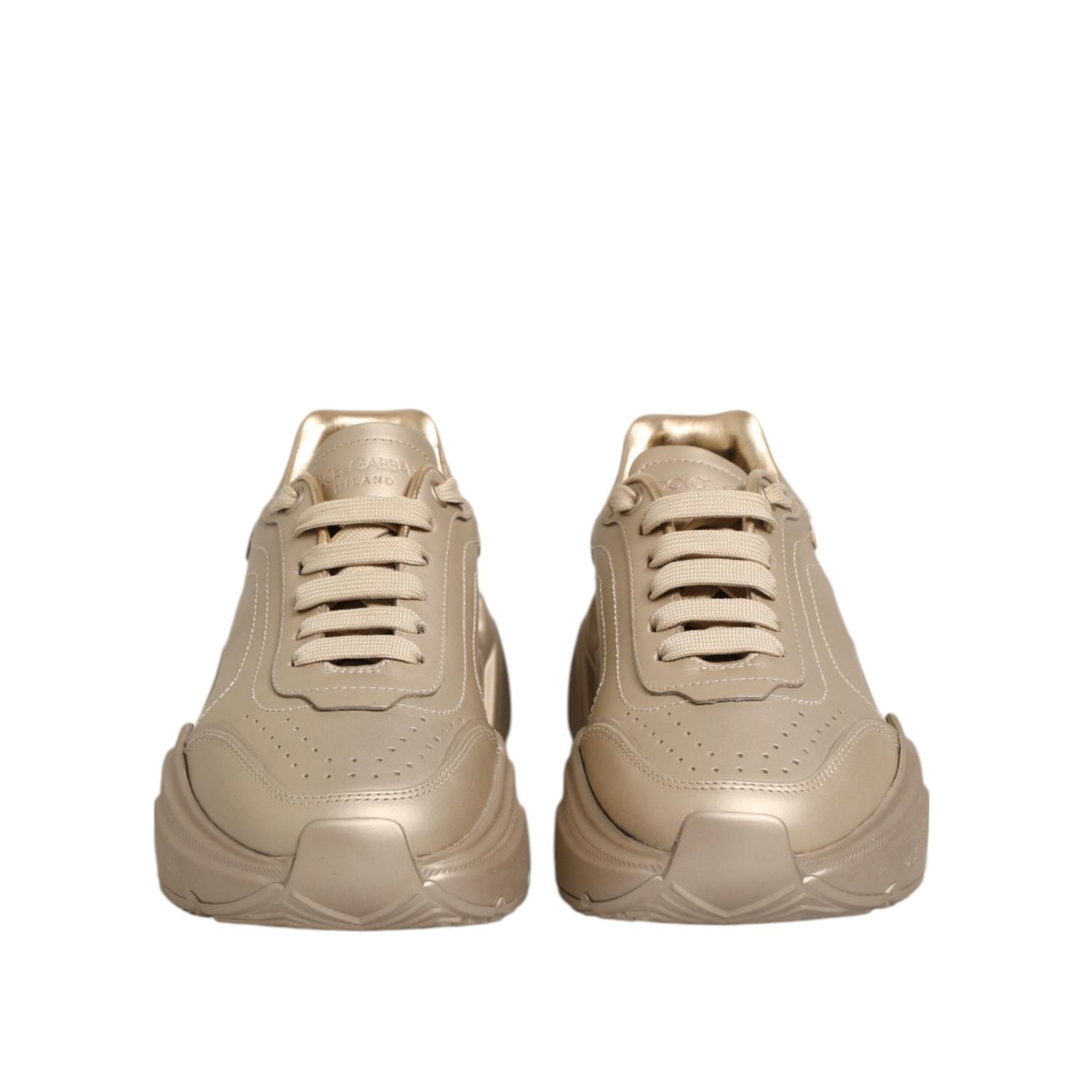 Dolce & Gabbana Gold Leather Daymaster Women Sneaker Shoes