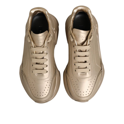 Dolce & Gabbana Gold Leather Daymaster Women Sneaker Shoes