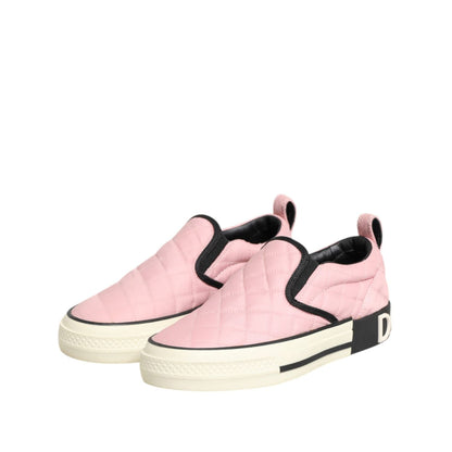 Dolce & Gabbana Pink Quilted Nylon Slip-On Sneaker Shoes
