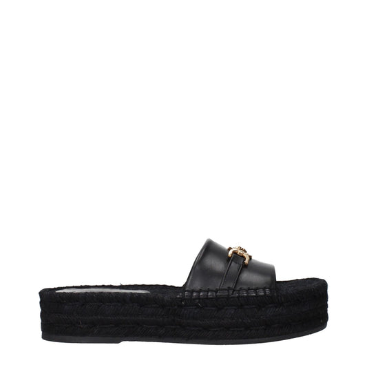 Versace Black Leather Slippers Sandals VE-15265239367945-EU35/US5