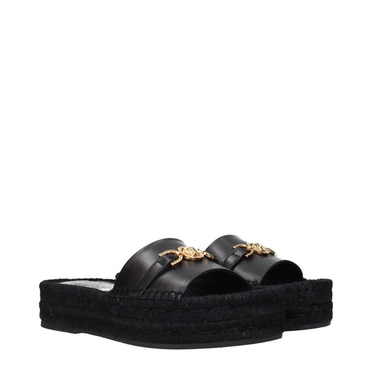 Versace Black Leather Slippers Sandals VE-15265239367945-EU35/US5