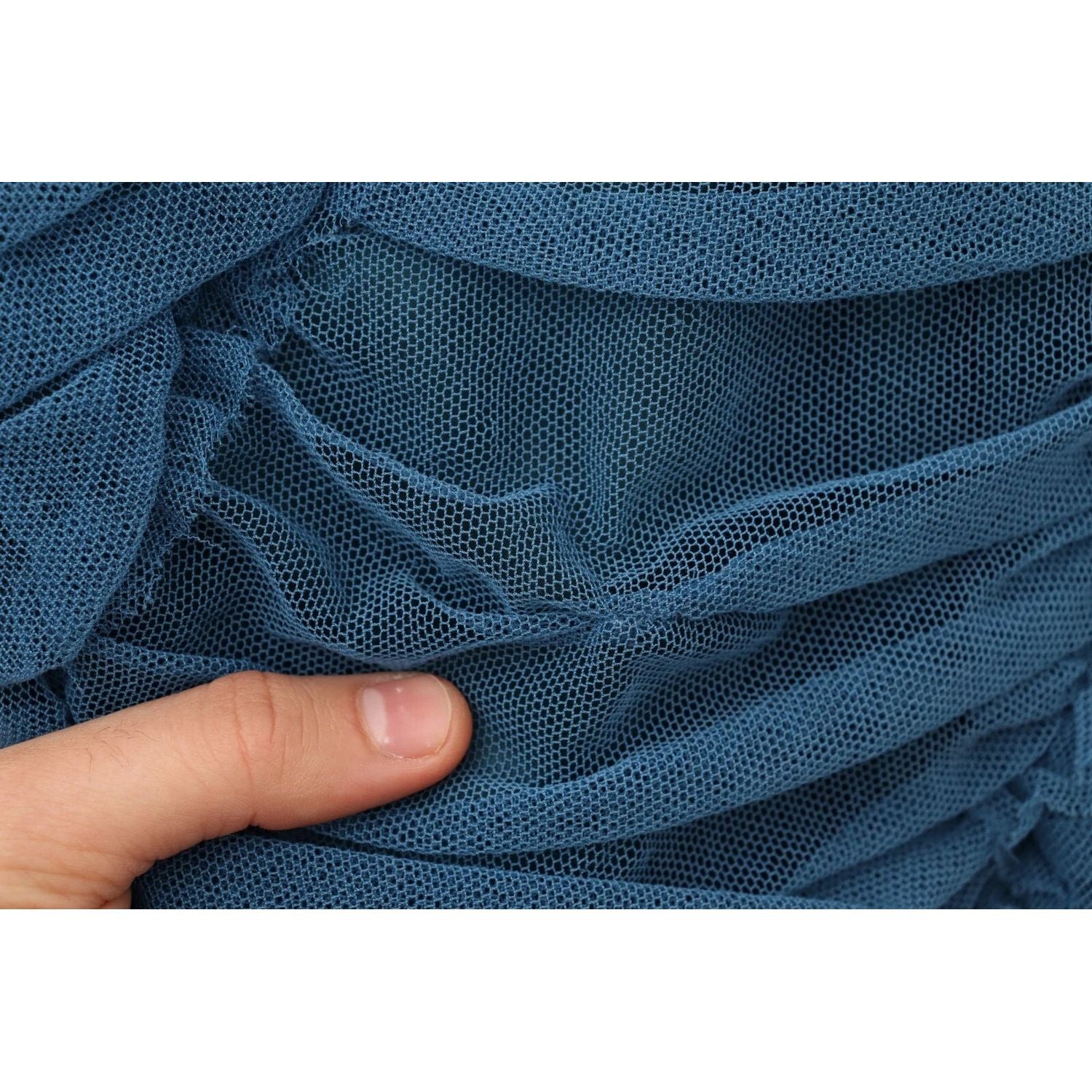 Dolce & Gabbana Blue Mesh Trim Ruched Tulle Sheath Dress