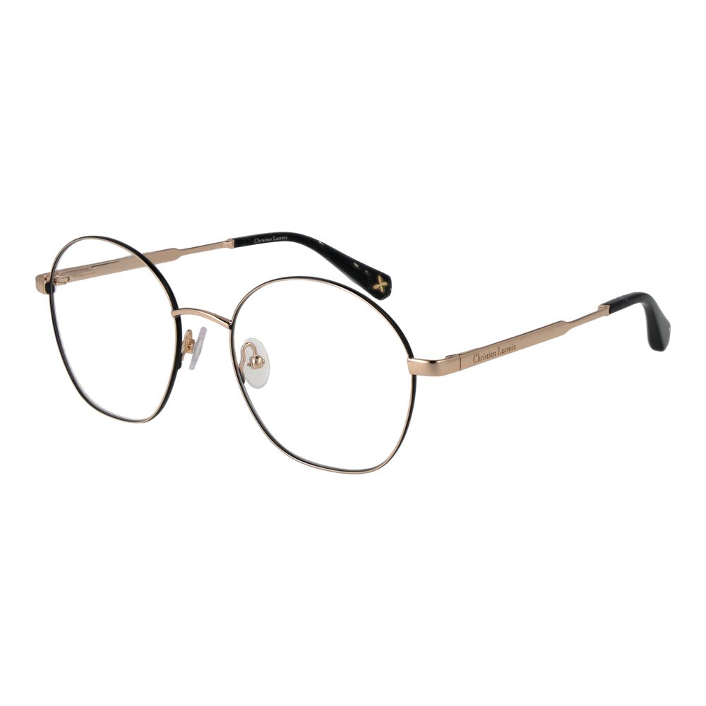 Christian Lacroix Beige Women Glasses Frame in full-rim round style with stainless steel, demo lenses, temples length 140mm.