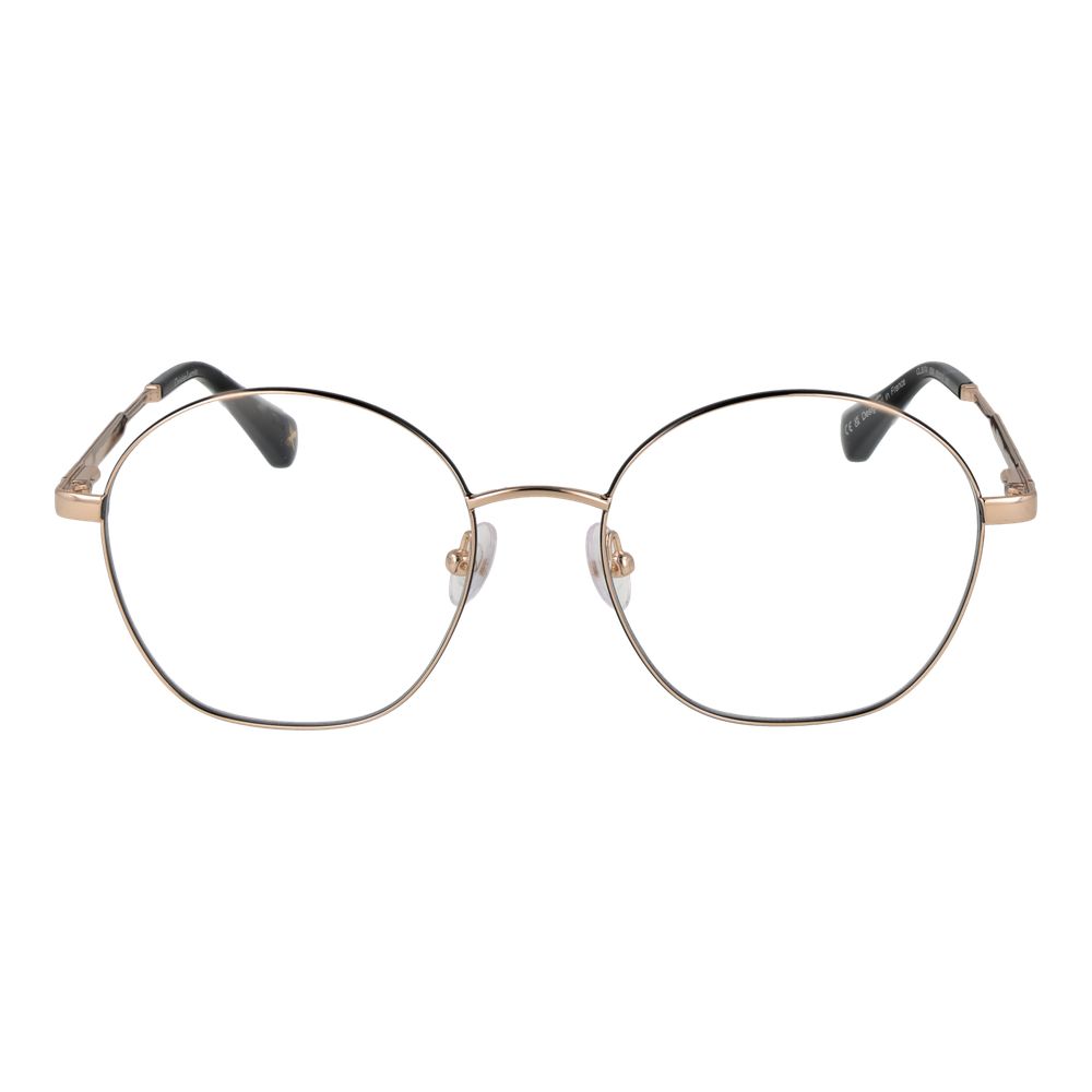 Christian Lacroix Beige Women Glasses Frame, round stainless steel full-rim, demo lenses, 53mm width, elegant design, no extra protection.