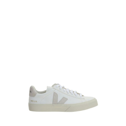 Veja White Calf Leather Bos Taurus Low Top Sneakers with V logo, round toe, lace-up, contrast details, logoed insole, rubber sole.
