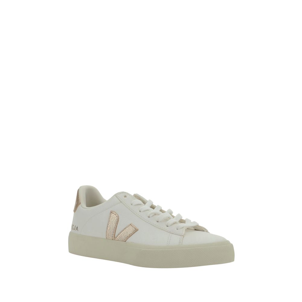 Veja White Calf Leather Bos Taurus Low Top Sneakers with iconic logo, side panels, and lace-up front on a rubber sole, AW25 collection.