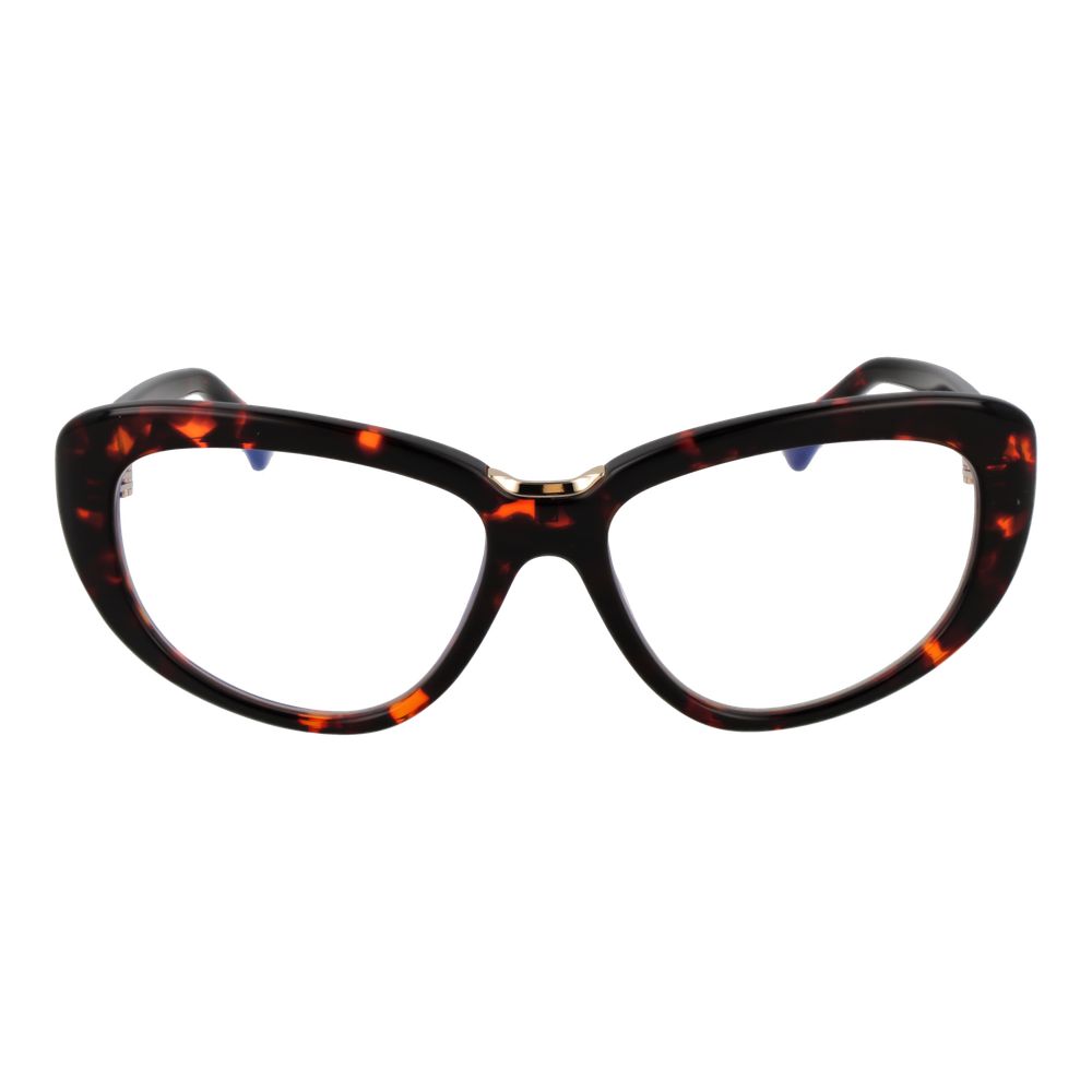 Max Mara Brown Women Glasses Frame in acetate, geometric style, full-rim with demo lenses, size 56-16-145, includes branded case.
