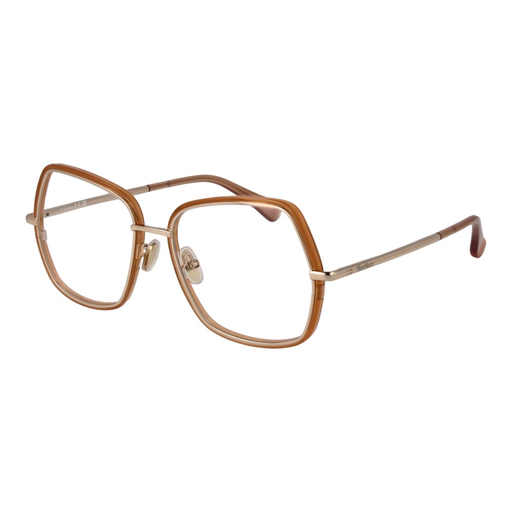 Max Mara Gold Women Glasses Frame, full-rim metal frame, gold color, demo lenses, chic design, lenses width 55, temples length 140.
