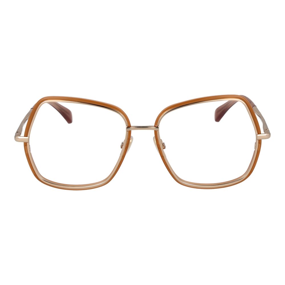 Max Mara Gold Women Glasses Frame, metal full-rim, demo plastic lenses, gold color, dimensions: lenses width 55mm, bridge 17mm, temples 140mm.