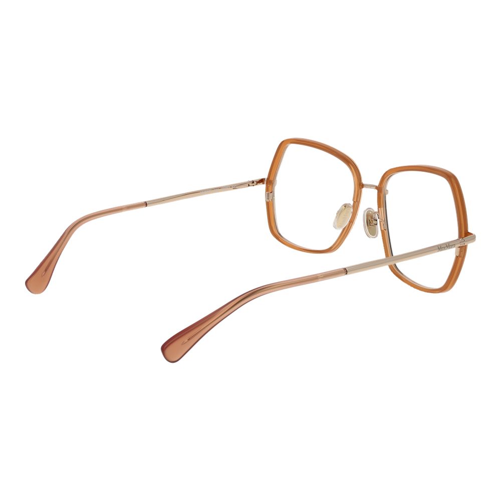 Max Mara Gold Women Glasses Frame, full-rim metal design, demo lenses, 140mm width, no spring hinge, branded case included.