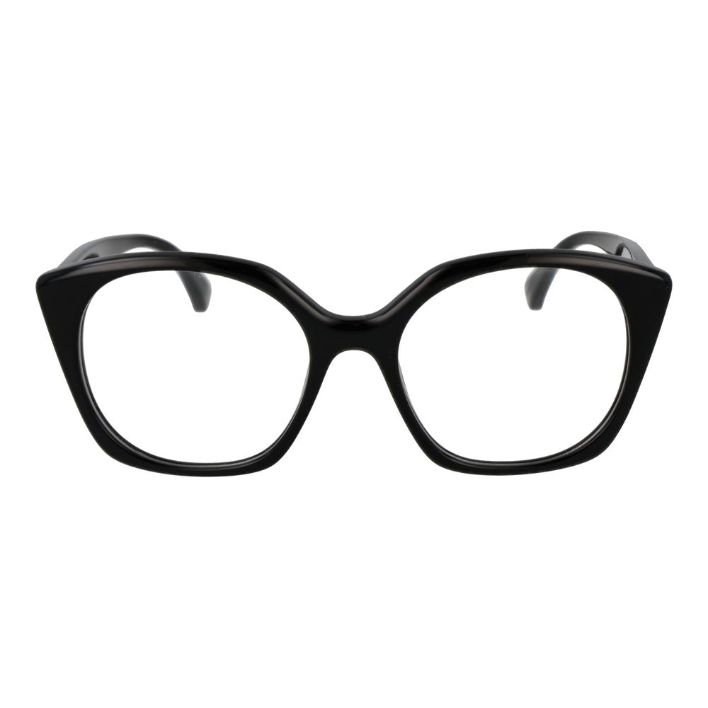 Max Mara Black Women Glasses Frame in acetate with full-rim round style, 53mm lenses, and 140mm temples, demo lenses included.