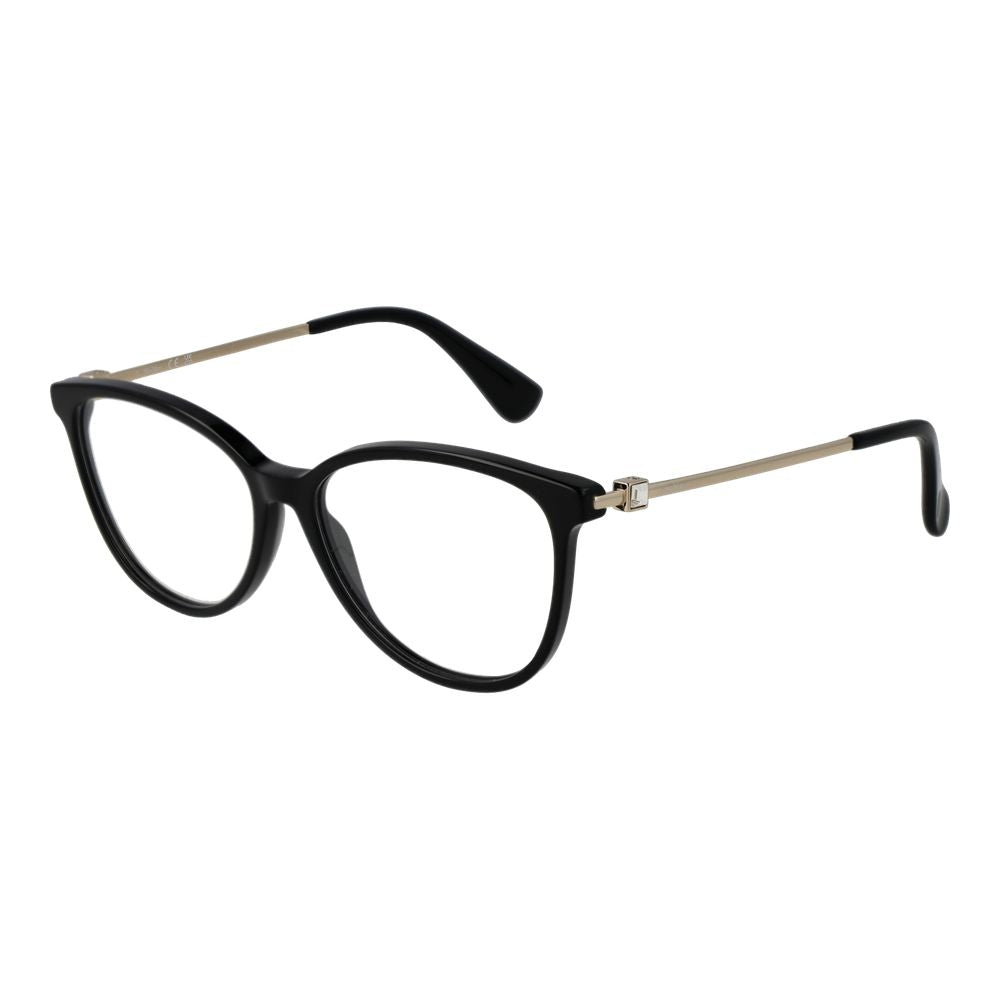 Max Mara Black Women Glasses Frame in acetate full-rim style with round shape, includes branded case, no spring hinge, and demo lenses.