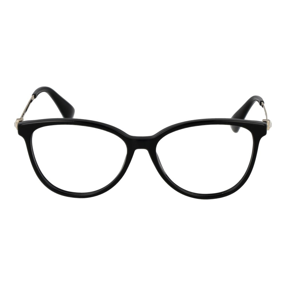 Max Mara Black Women Glasses Frame, full-rim black acetate with round shape, 54mm lenses, 140mm temples, demo lenses included.