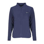 Norway 1963 Blue Polyester Women Sweater with long sleeves and chic logo design, zip-up front, showcasing style and comfort.