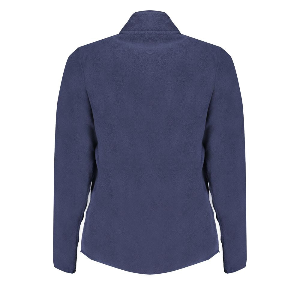 Back view of Norway 1963 Blue Polyester Women Sweater showing elegant design and zipper detail.