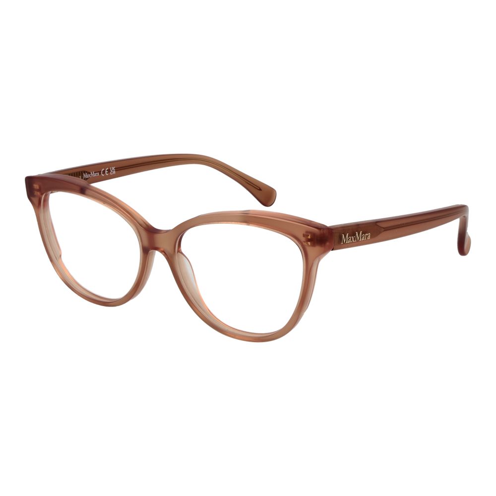Max Mara Brown Women Glasses Frame, acetate full-rim cat eye design, demo lenses, includes branded case, size 54-15-140.