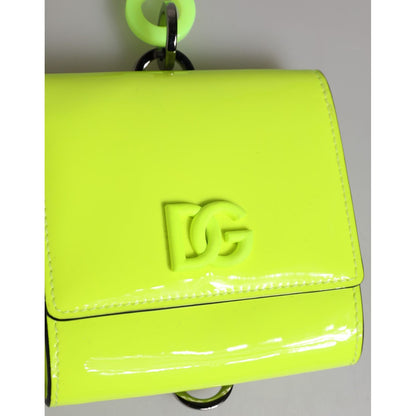Dolce & Gabbana Yellow Green Bifold DG Logo Neck Strap Cardholder Wallet