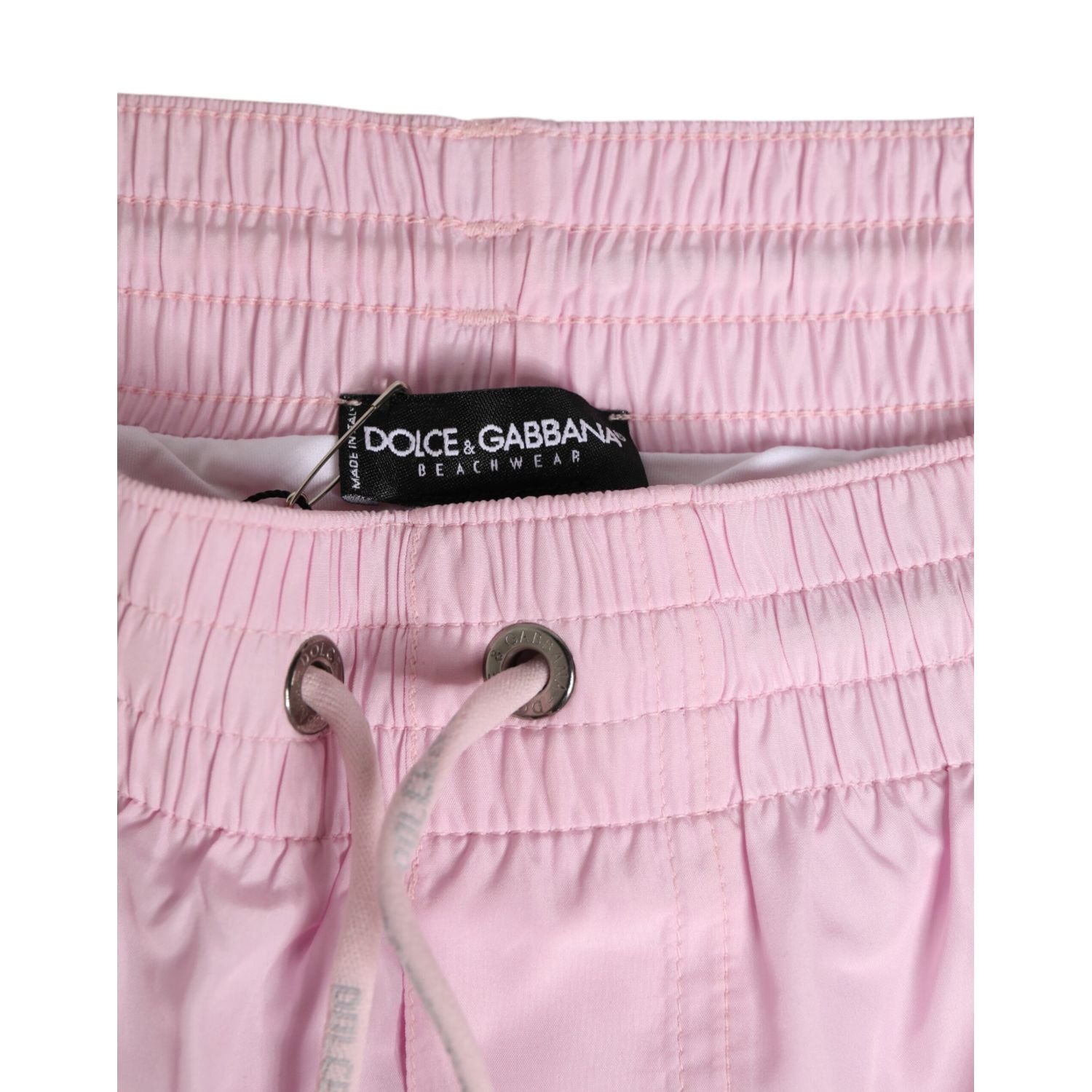 Dolce & Gabbana Pink Nylon Logo Side Stripe Beachwear Men Swimwear