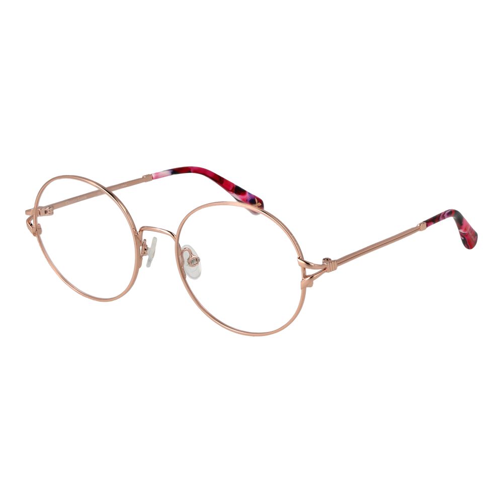 Christian Lacroix Beige Women Glasses Frame, round metal full-rim with demo plastic lenses, size 51-18-135, no spring hinge.