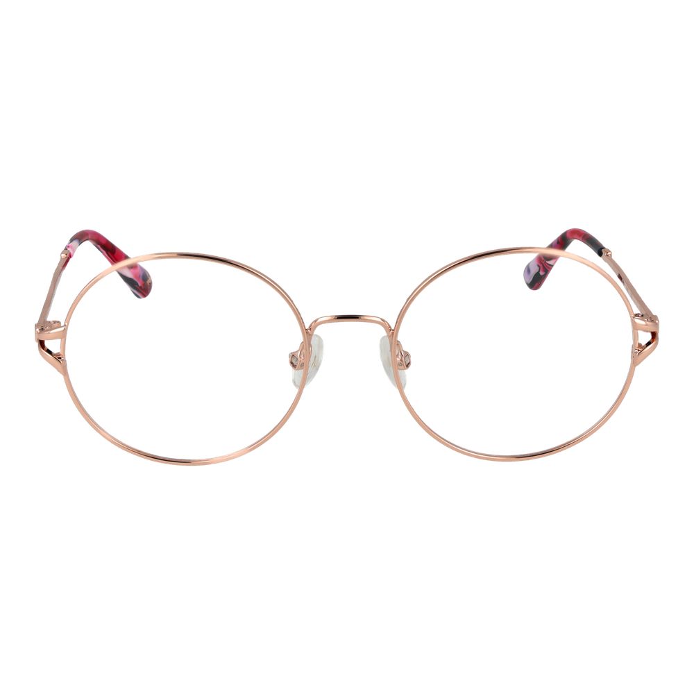 Christian Lacroix Beige Women Glasses Frame, full-rim round metal frame with demo lenses, size 51-18-135, no spring hinge.