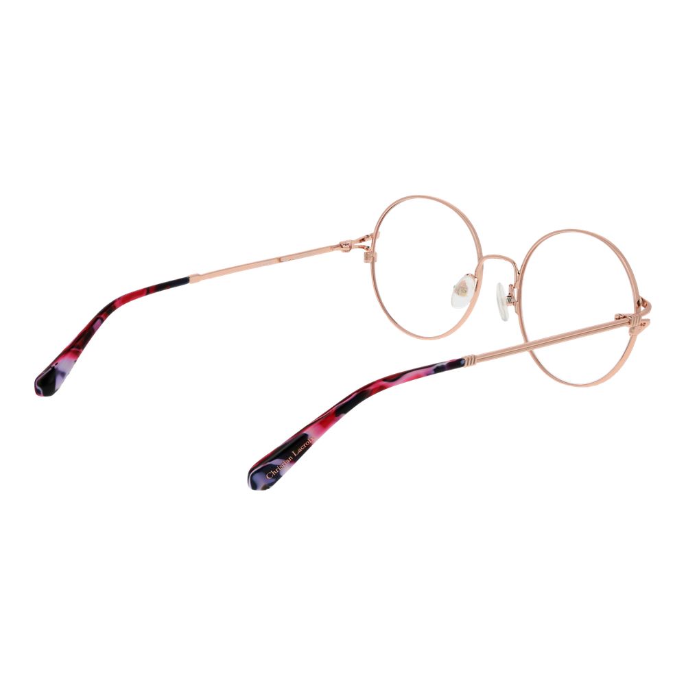 Christian Lacroix Beige Women Glasses Frame, round full-rim metal design, beige color, demo lenses, eyewear for women.