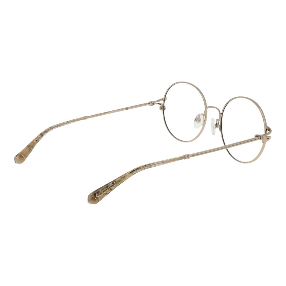 Christian Lacroix Beige Women Glasses Frame, round full-rim metal frame with demo lenses, size 51-18-135, no spring hinge.
