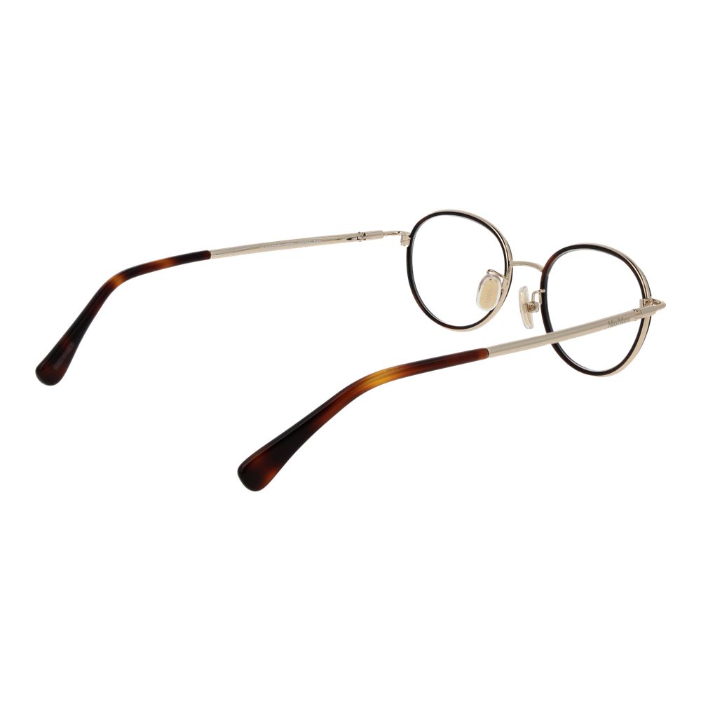 Max Mara Brown Women Glasses Frame, metal full-rim oval style with demo plastic lenses, brown color, size 48-18-140.