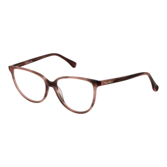 Max Mara Pink Women Glasses Frame in rose acetate, full-rim cat eye style, size 54-15-140 with demo plastic lenses, includes branded case.