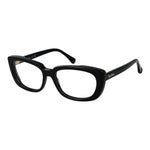Max Mara Black Women Glasses Frame, full-rim acetate, rectangle style with demo lenses, includes branded case, size 54-16-140.