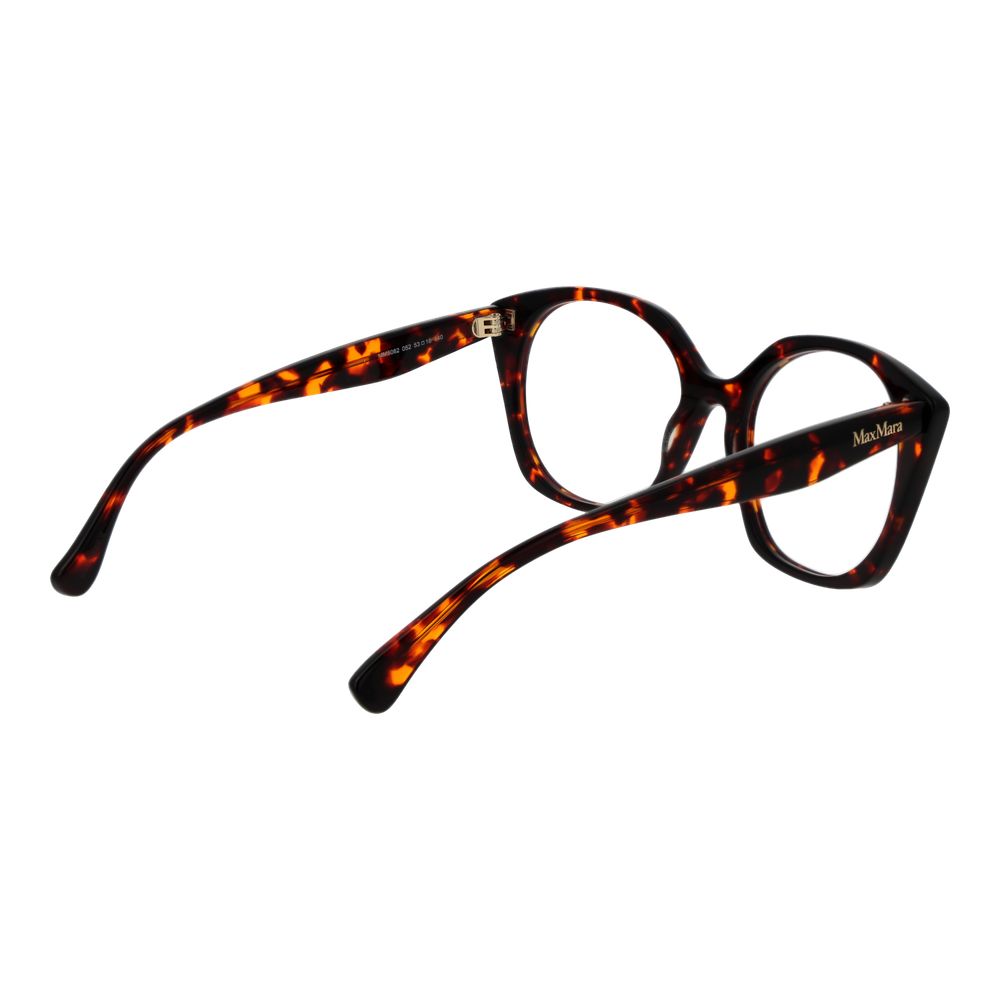 Max Mara Brown Women Glasses Frame in full-rim tortoiseshell design with a 135mm width, 140mm temples, and 18mm bridge for women.