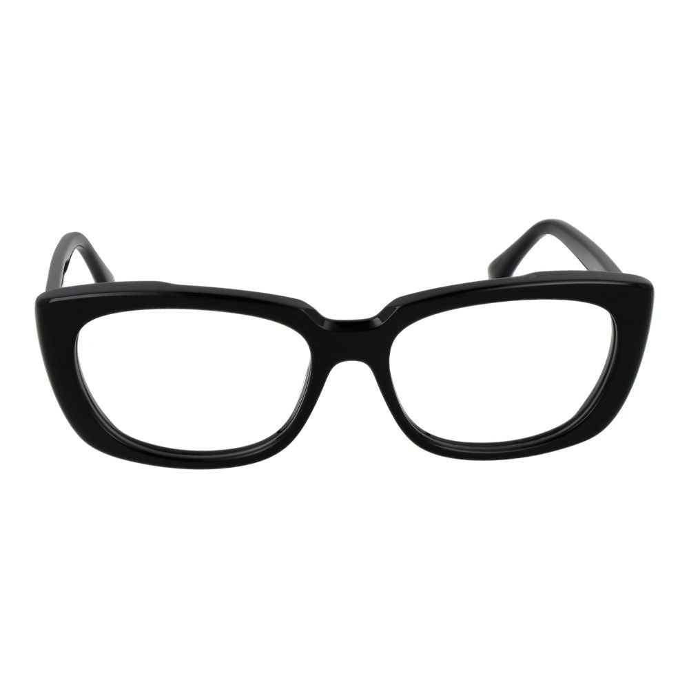 Max Mara Black Women Glasses Frame in acetate, full-rim rectangle style, demo lenses, size 54-16-140, black color.