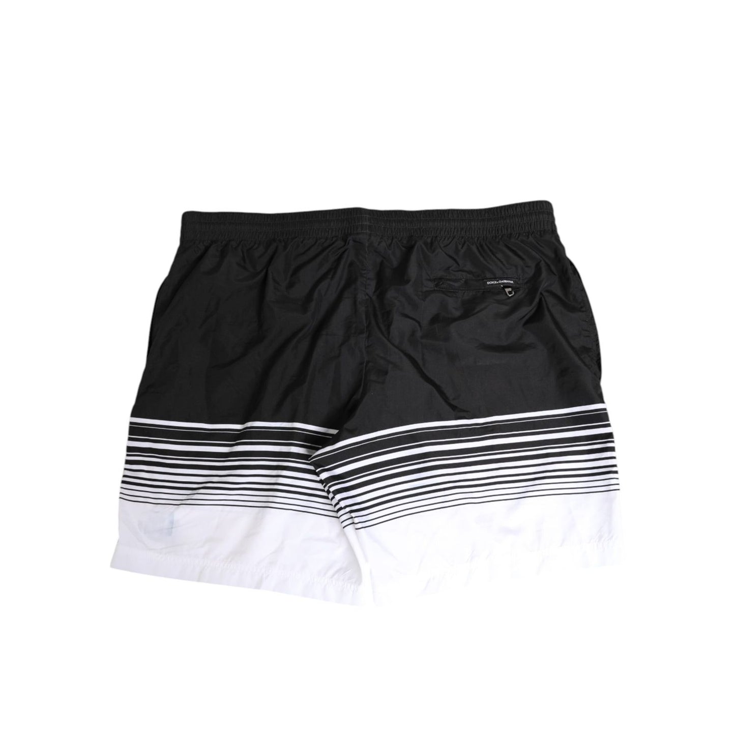 Dolce & Gabbana Black White Striped DG Logo Men Short  Swimwear