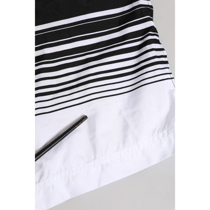 Dolce & Gabbana Black White Striped DG Logo Men Short  Swimwear