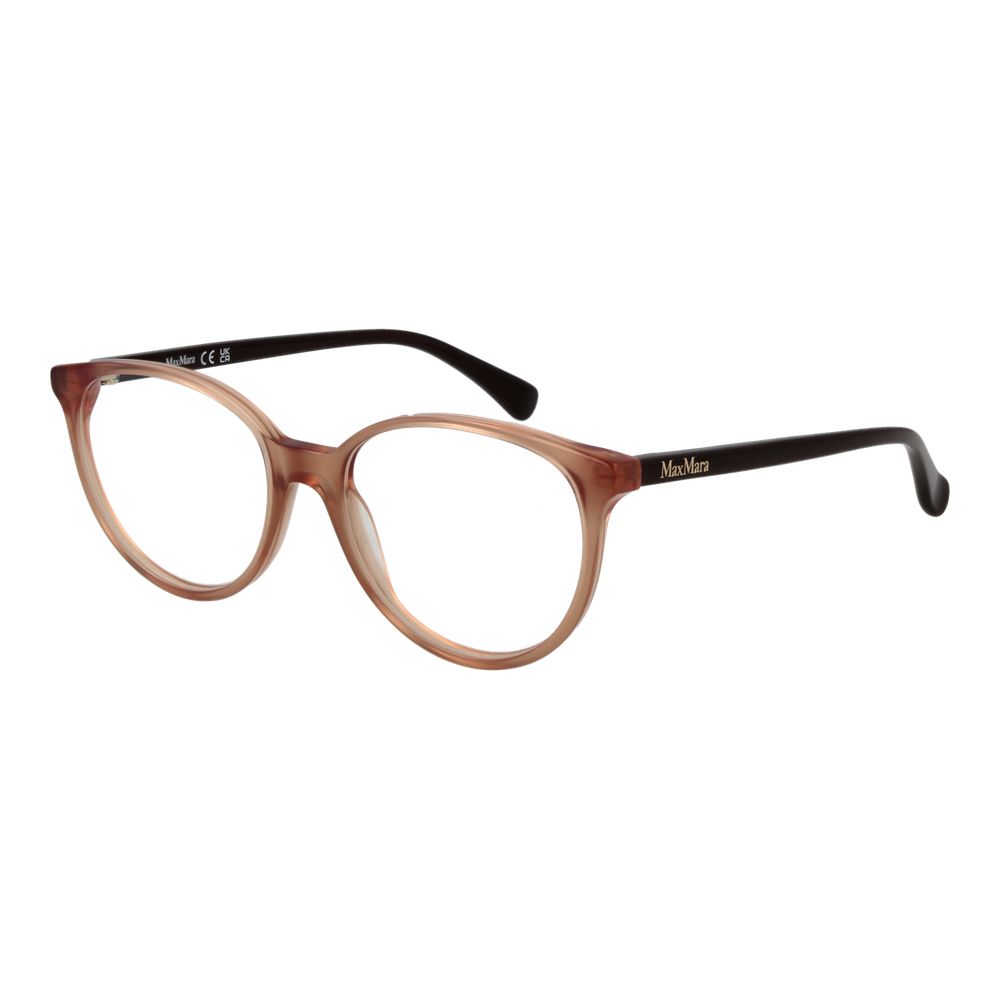 Max Mara Brown Women Glasses Frame, full-rim acetate, round vintage style with branded case, 100% UVA & UVB protection, size 53-17-140.