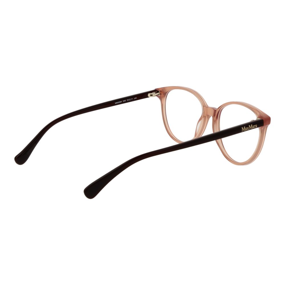 Max Mara Brown Women Glasses Frame in acetate, full-rim round style with demo lenses.