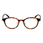 Max Mara Brown Women Glasses Frame, round acetate full-rim with demo lenses, designed for women with a stylish brown finish.