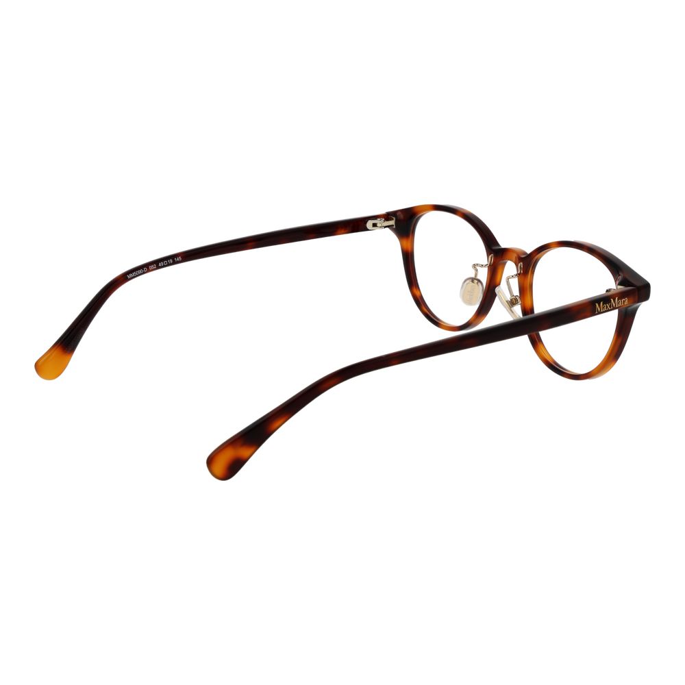 Max Mara Brown Women Glasses Frame in acetate, full-rim style, round shape, with branded case and demo lenses.