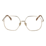 Max Mara Gold Women Glasses Frame with metal full-rim, 55-16-135 size, rectangle style, 100% UVA & UVB protection.