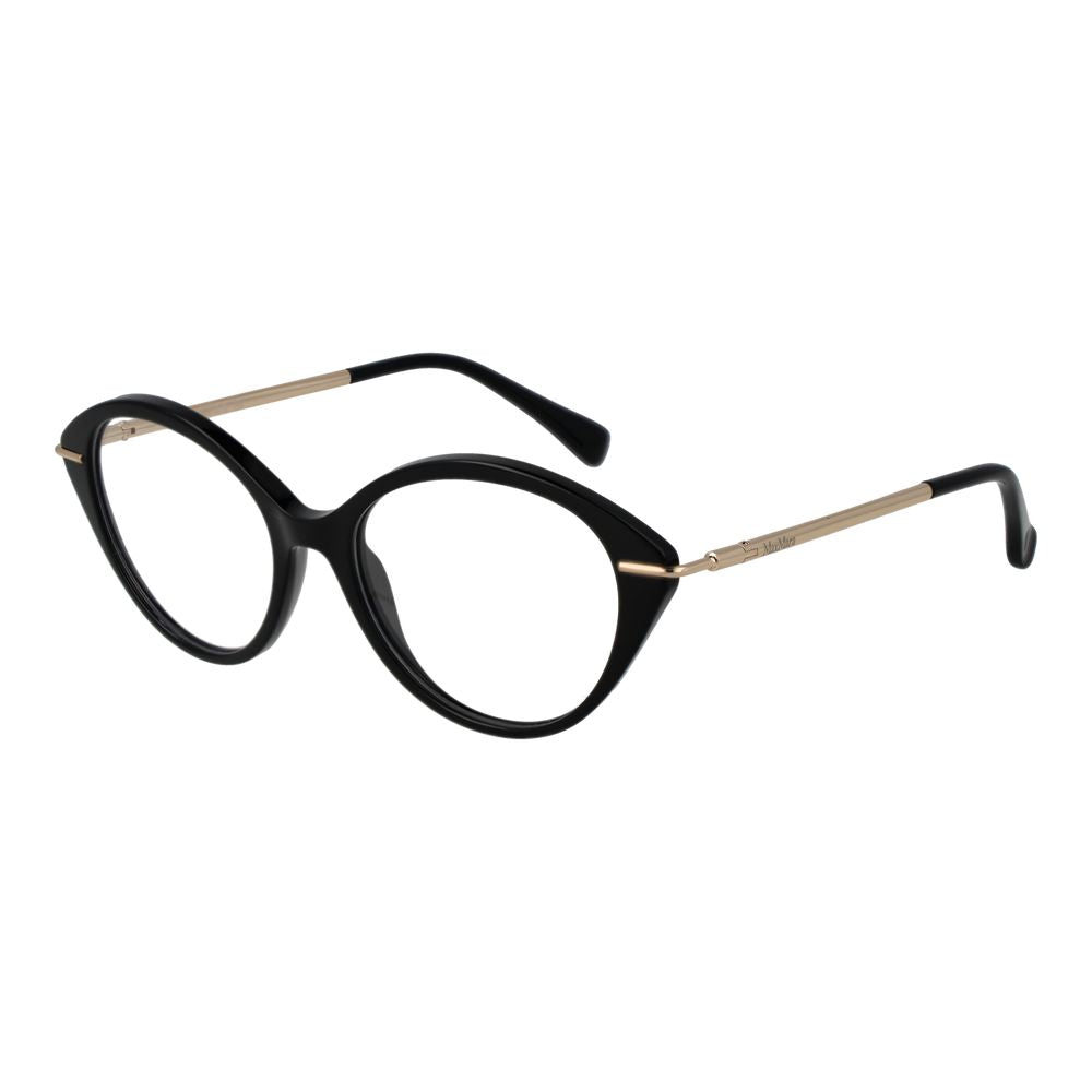 Max Mara Black Women Glasses Frame in full-rim acetate with demo lenses, round style, frame width 140mm, includes branded case.