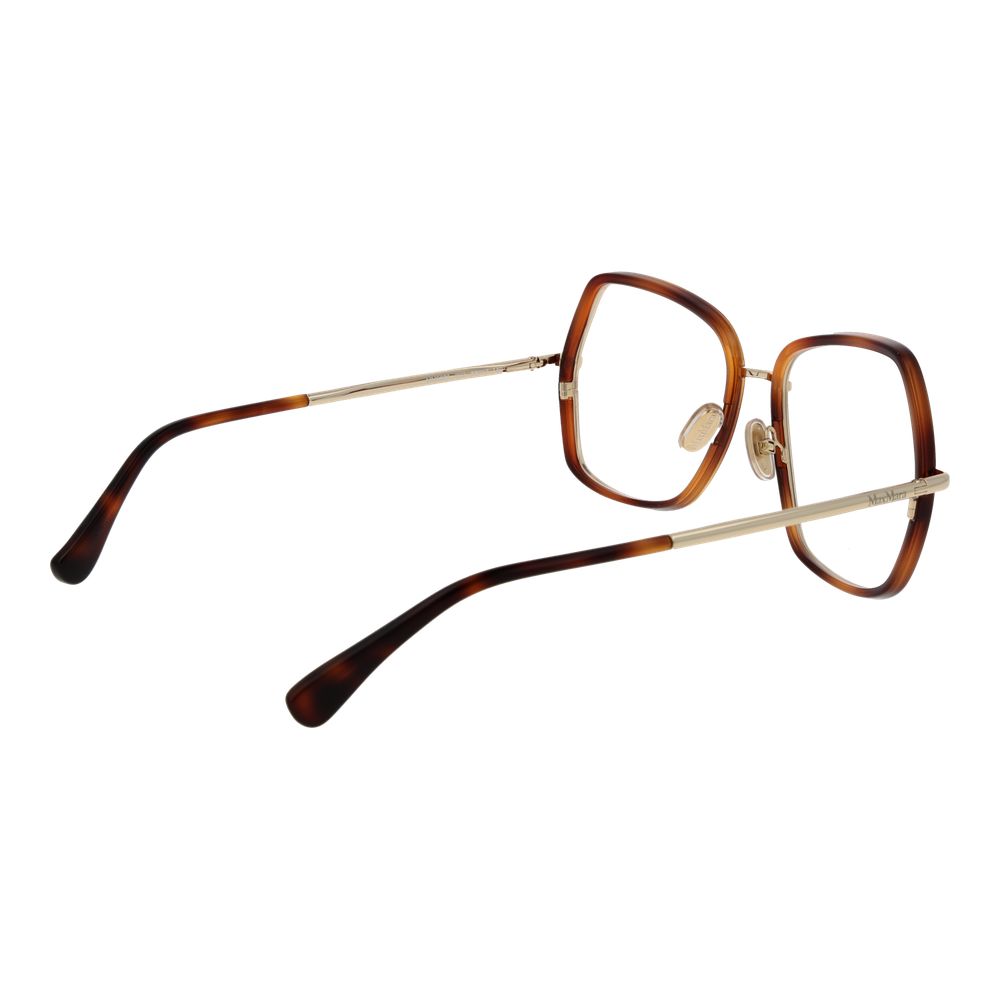 Max Mara Gold Women Glasses Frame with full-rim square metal design and 100% UVA&UVB protection, includes branded case.